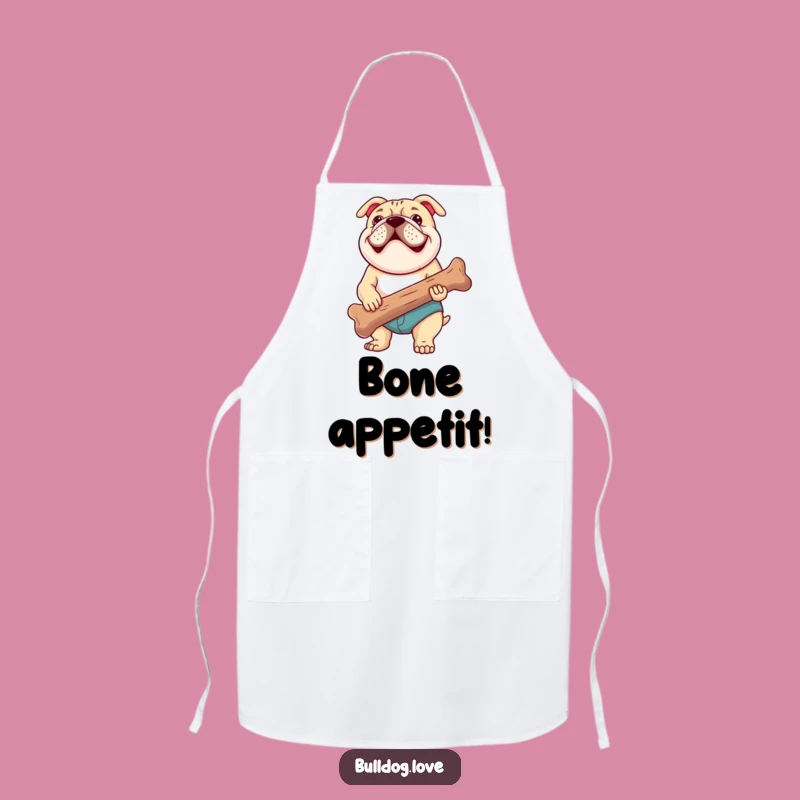 Funny Bulldog Chef Apron: Cook with a Happy Pup and His Favorite Bone
