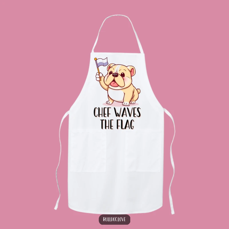 Funny Bulldog Flag Apron: Enthusiastic Chef's Hilarious Kitchenwear