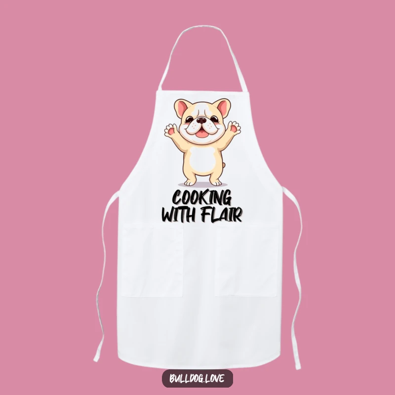Funny Bulldog Dancing Apron - Cook Up Fun with Joyful Moves