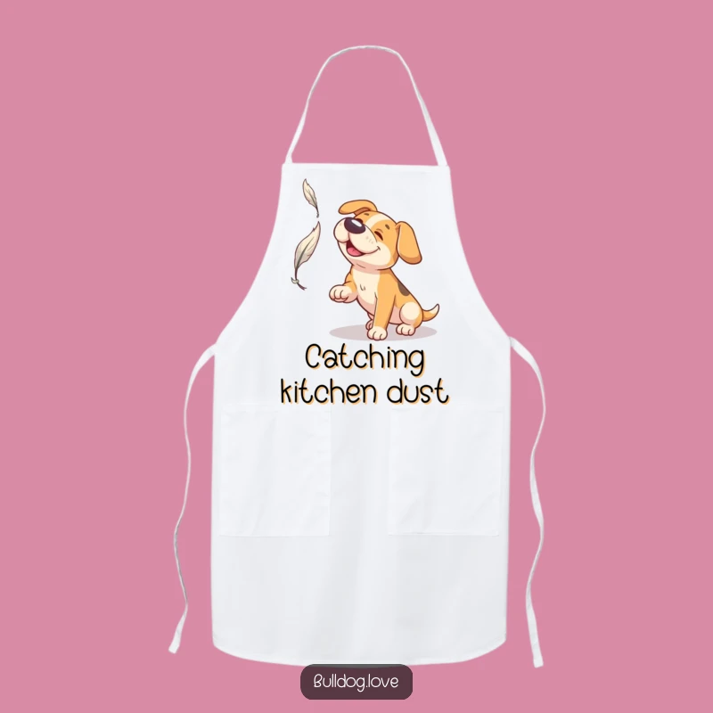 Funny Broad Snout Dog Apron: Feather Catching, Kitchen Whimsy Gift