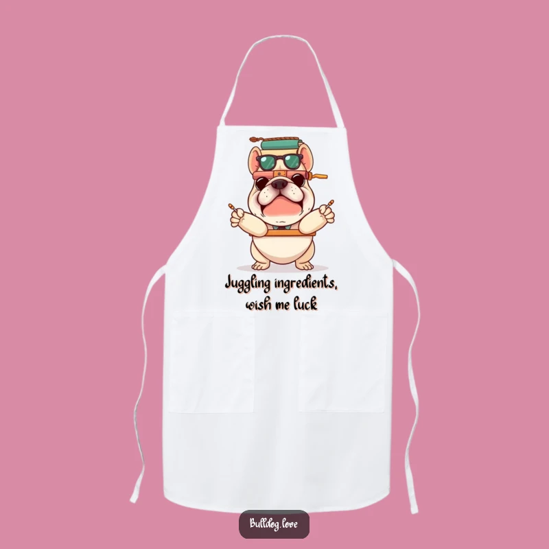 Funny Bulldog Balance Apron: Kitchen Humor for Juggling Chefs