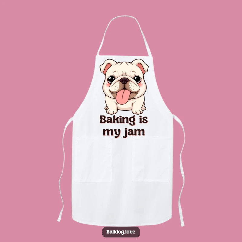 Funny Kawaii Bulldog Wrinkles Apron - Cute Chef Dog Kitchen Gift