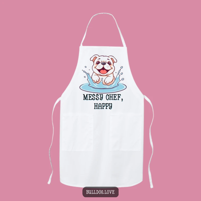 Funny Bulldog Puddle Apron: Splashy Chef Dog, Perfect Kitchen Gift
