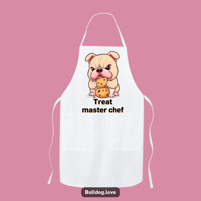 Funny Determined Bulldog Treat Balance Apron: Kitchen Humor Gift