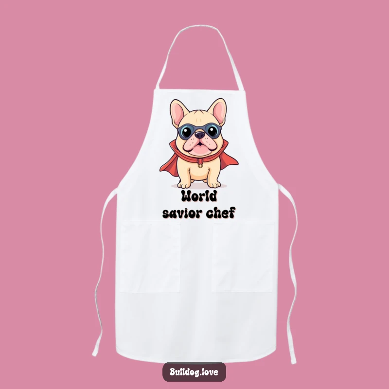 Funny Kawaii Bulldog Superhero Apron - Cook Up Caped Crusader Cuisine!