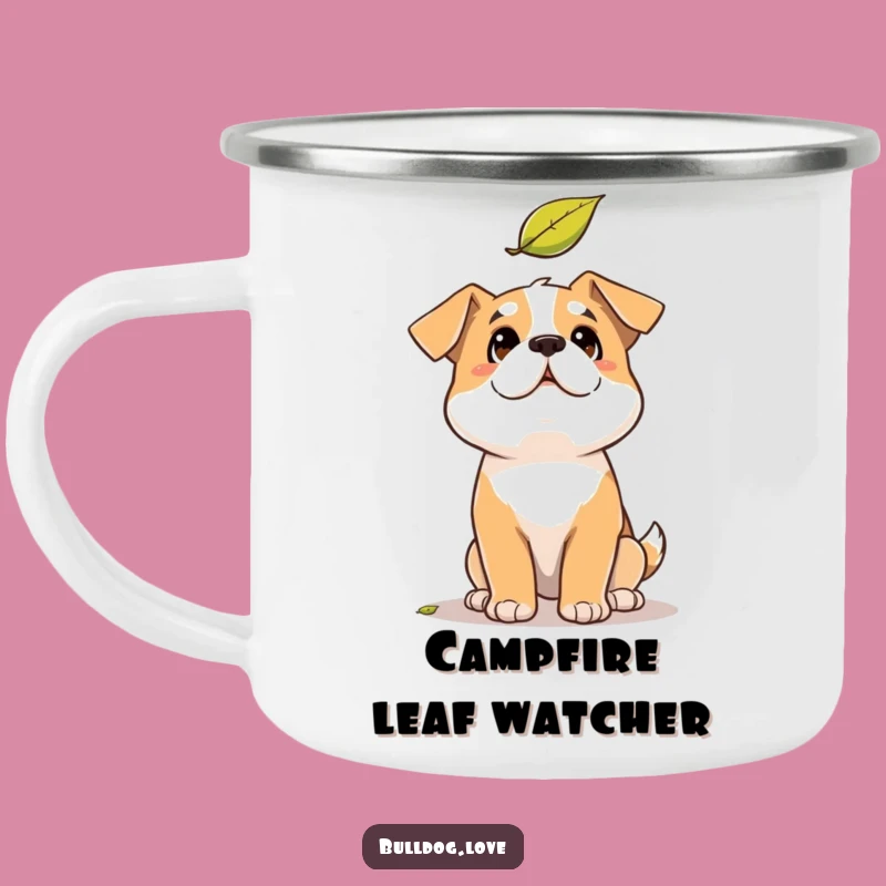 Funny Solid Dog Camping Mug: Amused Leaf Watcher, Autumn Outdoor Gift