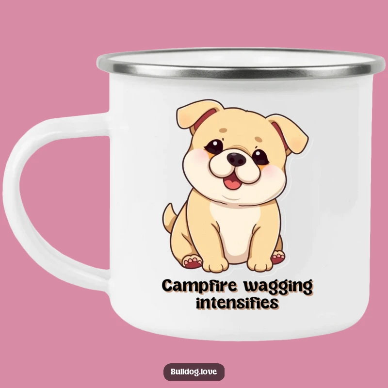 Funny Chubby Dog Camping Mug: Big Ears Wagging Body, Outdoor Joy Gift