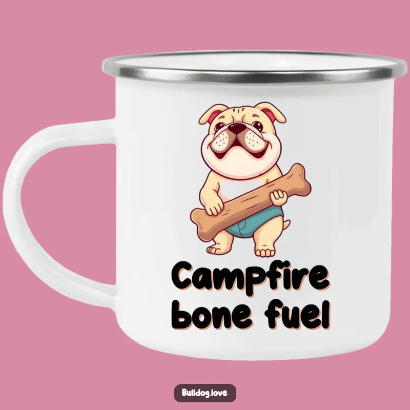 Funny Bulldog Bone Camping Mug: Happy Adventures with Your Pup's Prize