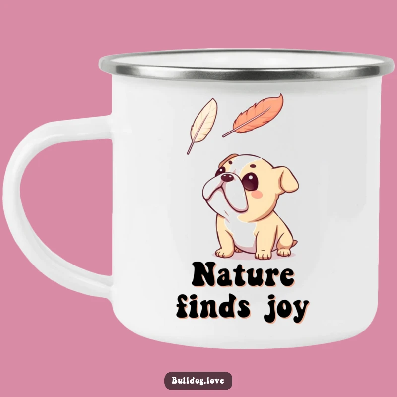 Funny Bulldog Feather Dream Camping Mug: Adventure with Wonder
