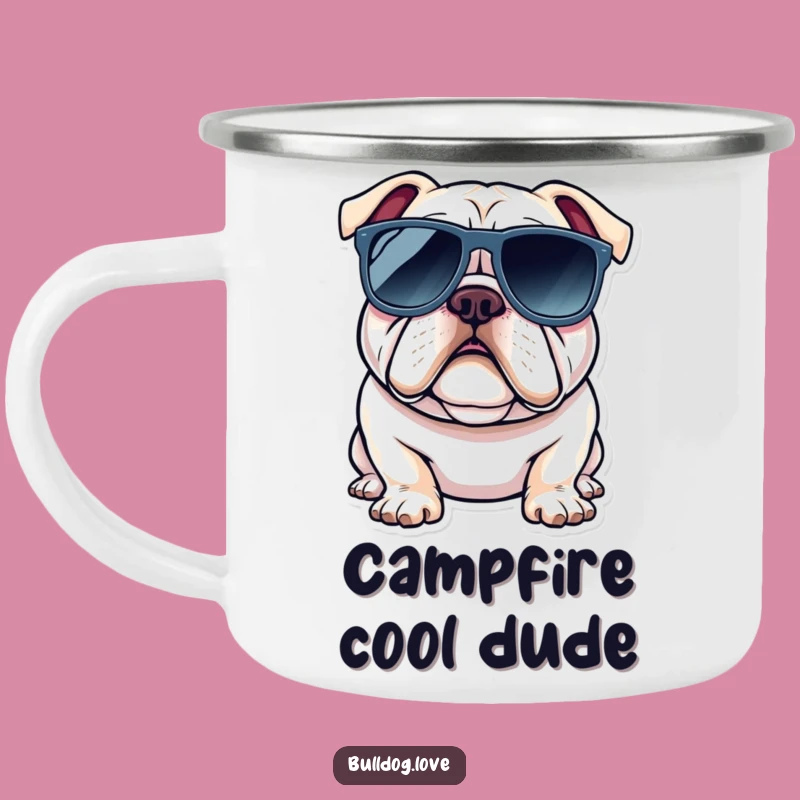 Funny Bulldog Sunglasses Camping Mug: Cool Outdoor Adventure Companion