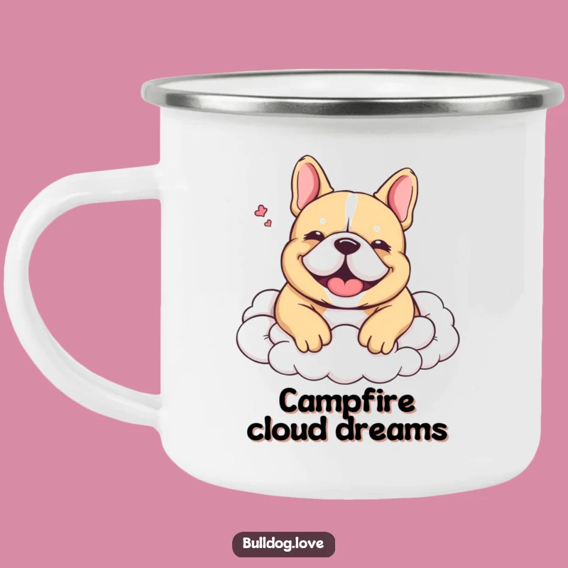 Funny Happy Sigh Bulldog Camping Mug - Dreamy Outdoor Drinkware, Perfect Gift