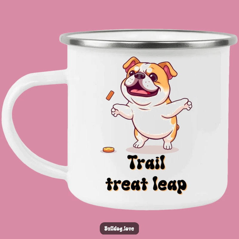 Funny Bulldog Jump Camping Mug: Adventure Fuelled by Canine Enthusiasm Gift
