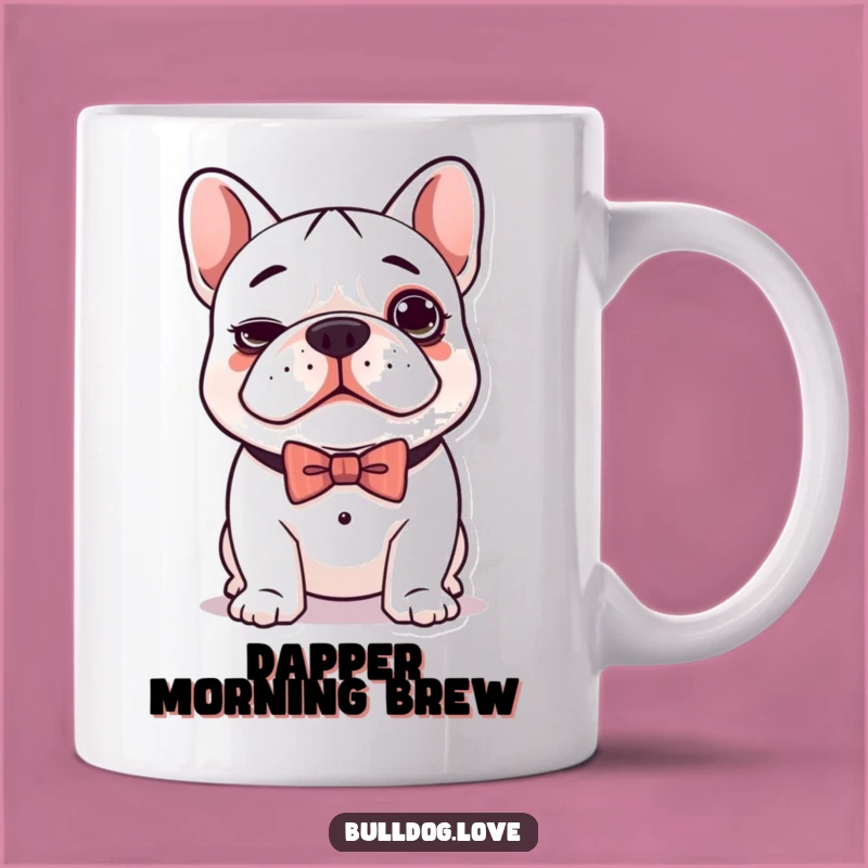 Funny Kawaii Bulldog Bow Tie Mug - Adorable Charm for Coffee Lovers