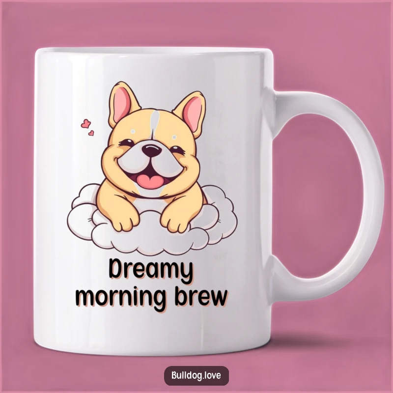 Funny Happy Sigh Bulldog Mug - Dreamy Cloud Comfort, Perfect Relaxing Gift