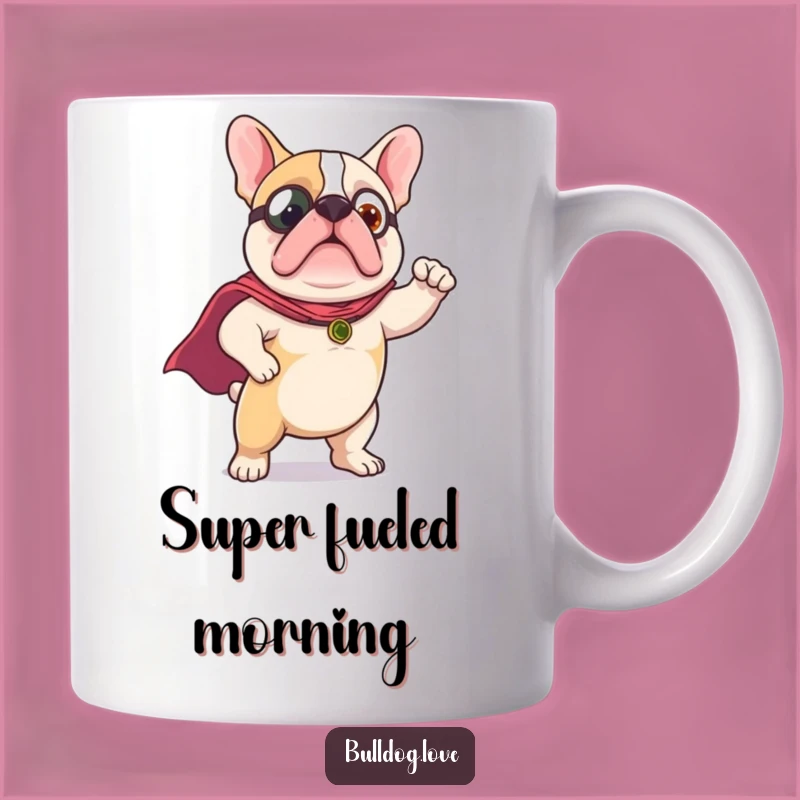 Funny Hero Bulldog Mug - Adorable Cape-Wearing Dog, Perfect Funny Gift for Heroes
