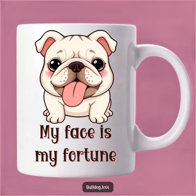 Kawaii Bulldog Wrinkles Funny Mug Gift - Adorable Frenchie Showing Tongue