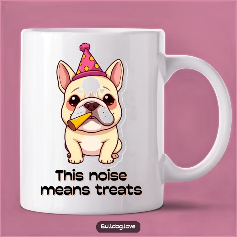Funny Bulldog Party Horn Mug: Hilarious Festive Dog Gift for Celebrations