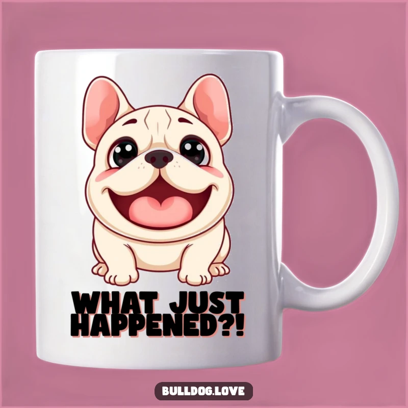 Funny Surprised Bulldog Woof Mug: Excited Dog with Wide Eyes, Perfect Funny Gift for Dog Lovers