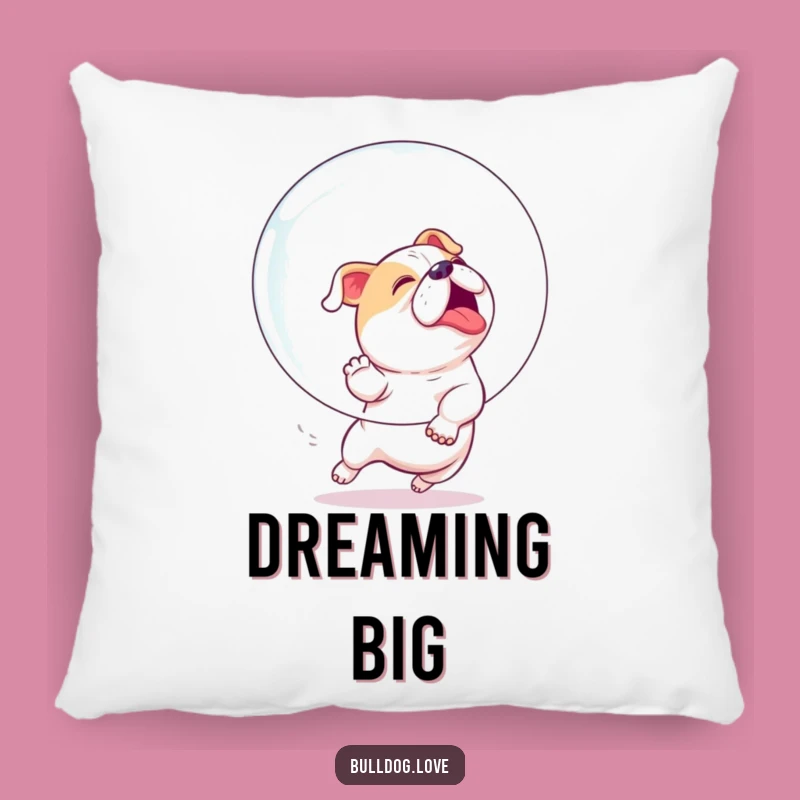 Funny Bulldog Bubble Chase Pillow - Cozy Comfort with Playful Charm