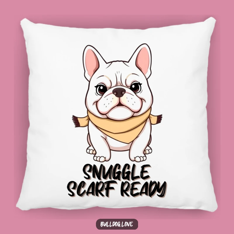 Funny Bulldog Scarf Pillow: Cuddly Comfort with Determined Canine Style Gift