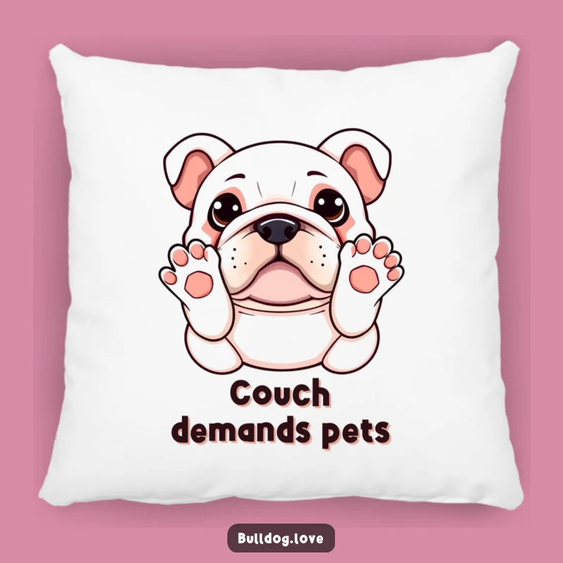 Funny Kawaii Bulldog Pillow - Paws Up Belly Rub, Comfy & Adorable Gift