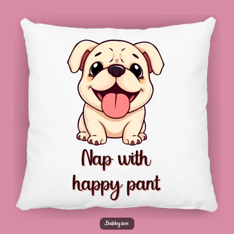 Funny Happy Bulldog Pillow: Cuddly Comfort with Content Canine Style Gift