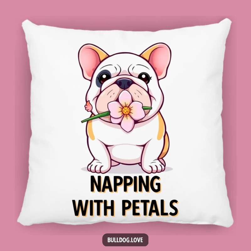 Funny Bulldog Pillow: Proud Pup's Floral Comfort, Cozy & Sweet Accent, Perfect Gift!