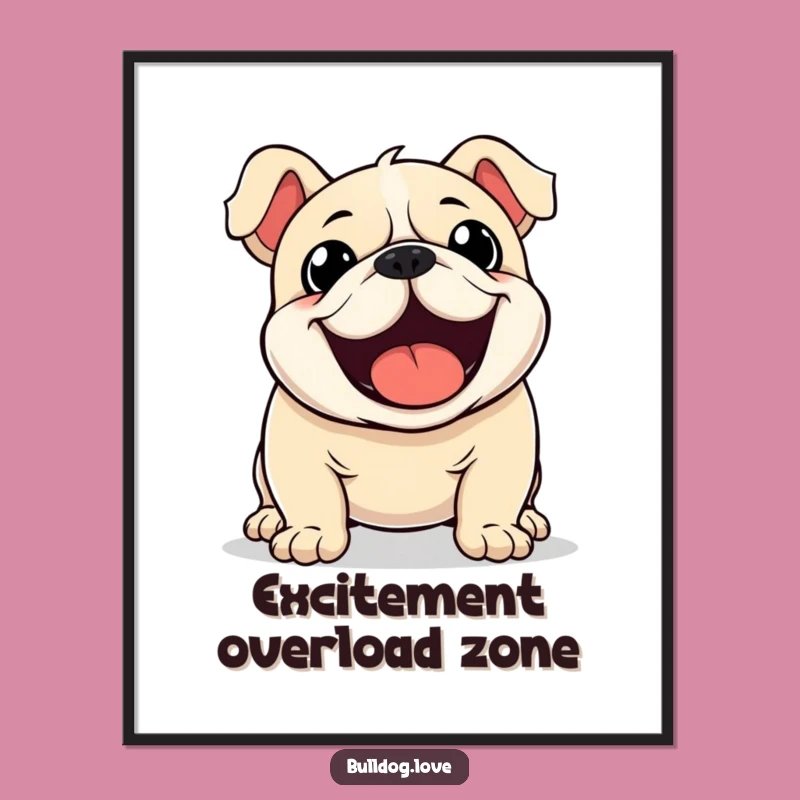 Funny Kawaii Bulldog Wagging Digital Print - Instant Excitement for Your Space!