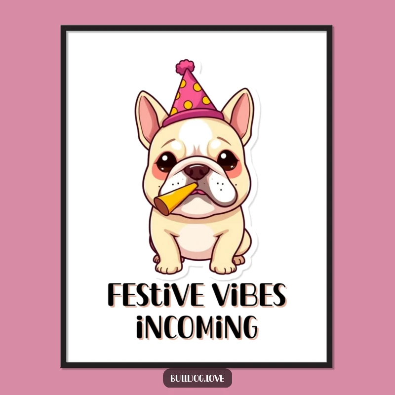 Funny Bulldog Party Digital Print: Instant Hilarious Canine Art for Your Walls