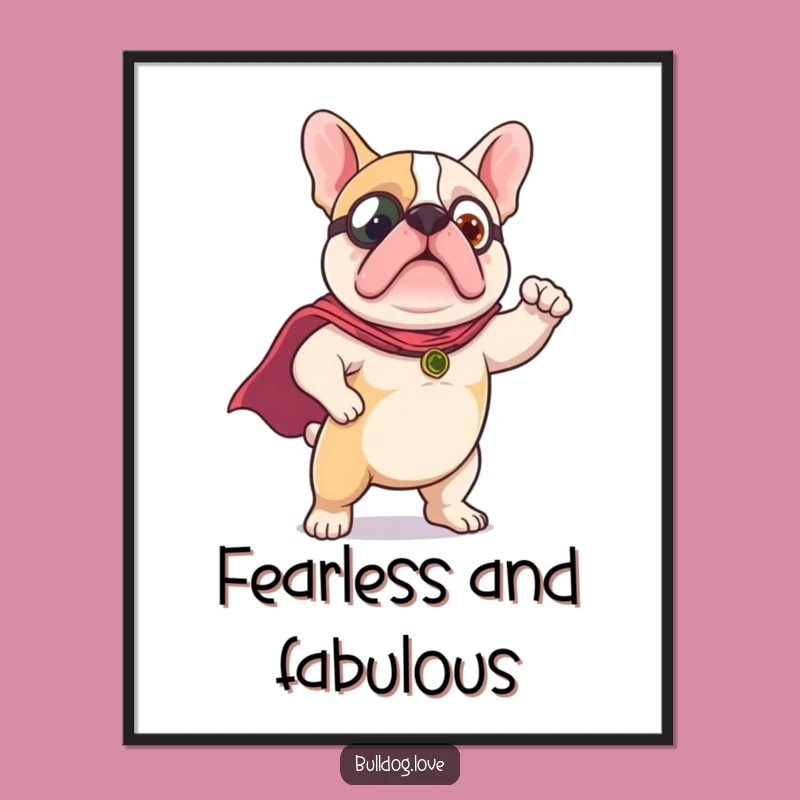 Funny Hero Bulldog Digital Art - Adorable Downloadable Print, Perfect Gift