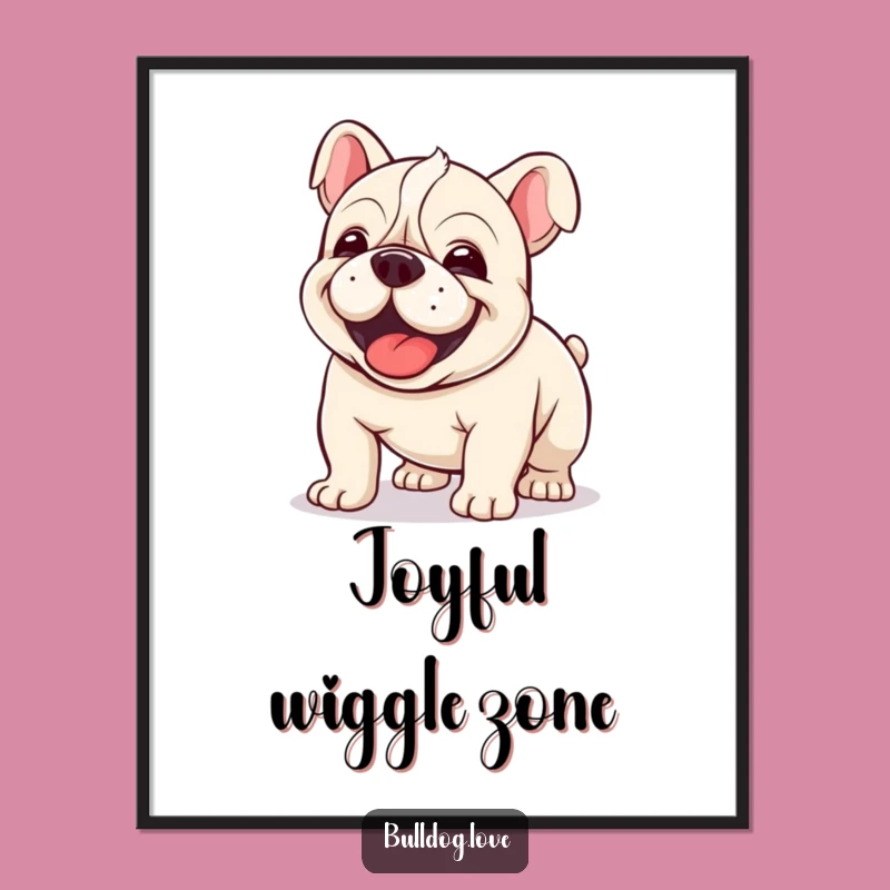 Funny Kawaii Bulldog Wiggle Digital Print - Instant Joyful Clumsiness for Your Space!