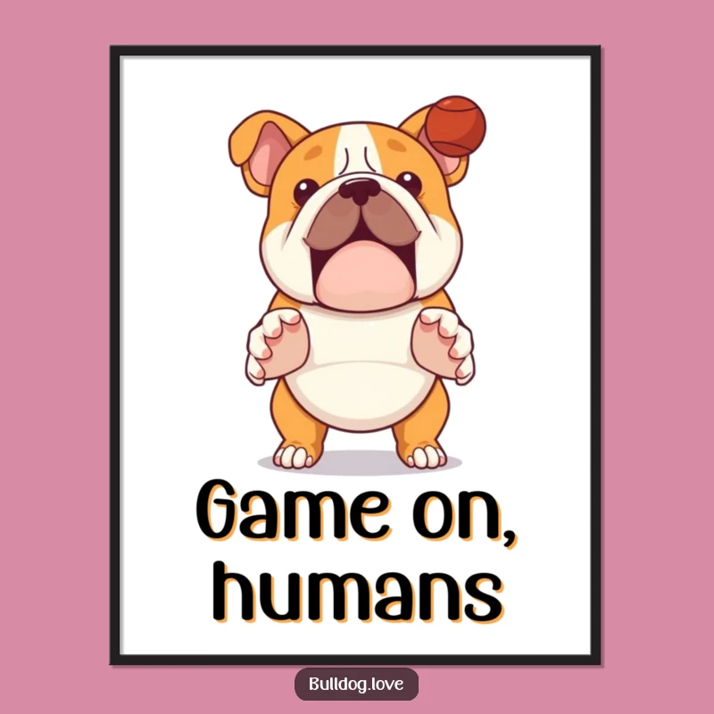 Funny Bulldog Catch Digital Art - Active Dog Decor Gift