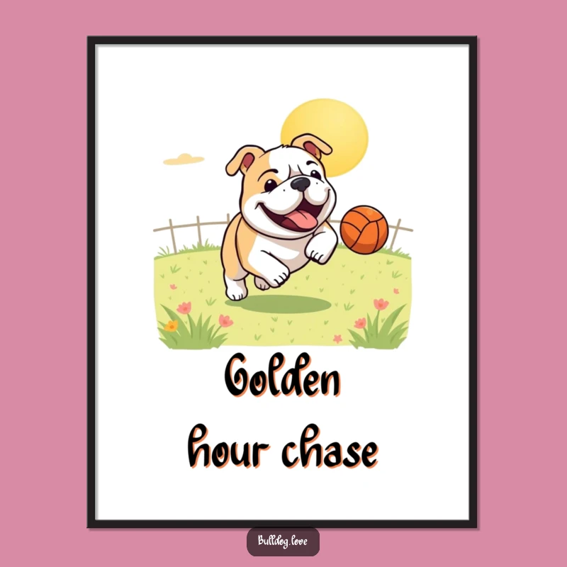 Funny Bulldog Ball Digital Print: Joyful Pup Art for Instant Energy