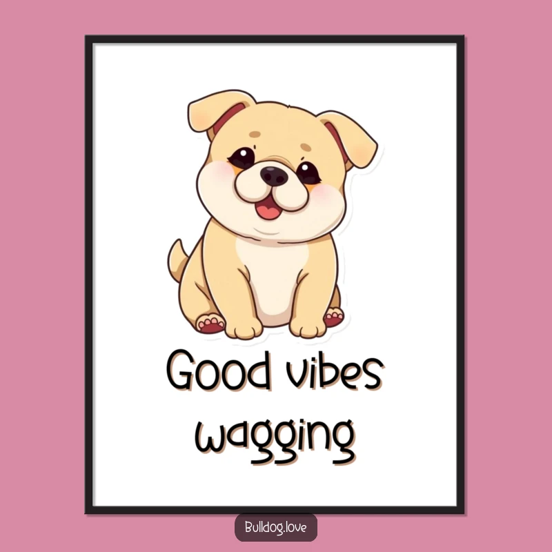 Funny Chubby Dog Digital Art: Big Ears Wagging Body, Instant Whimsical Decor