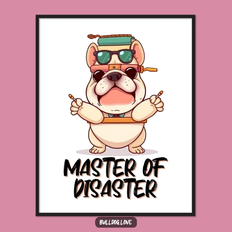 Funny Bulldog Balance Digital Print: Instant Quirky Art for Your Walls