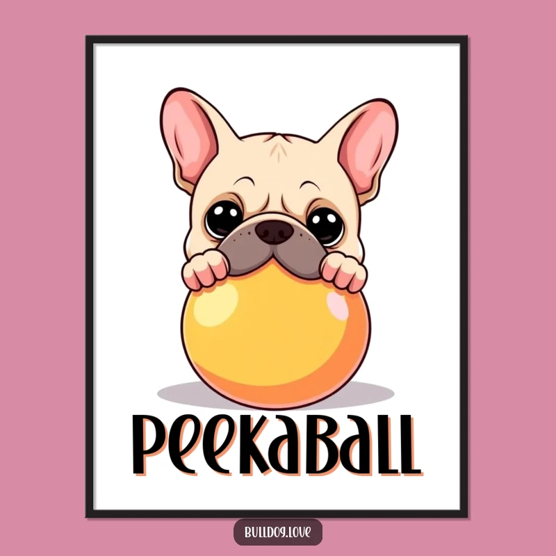 Funny Bulldog Ball Digital Art Print: Instant Playful Canine Charm Gift