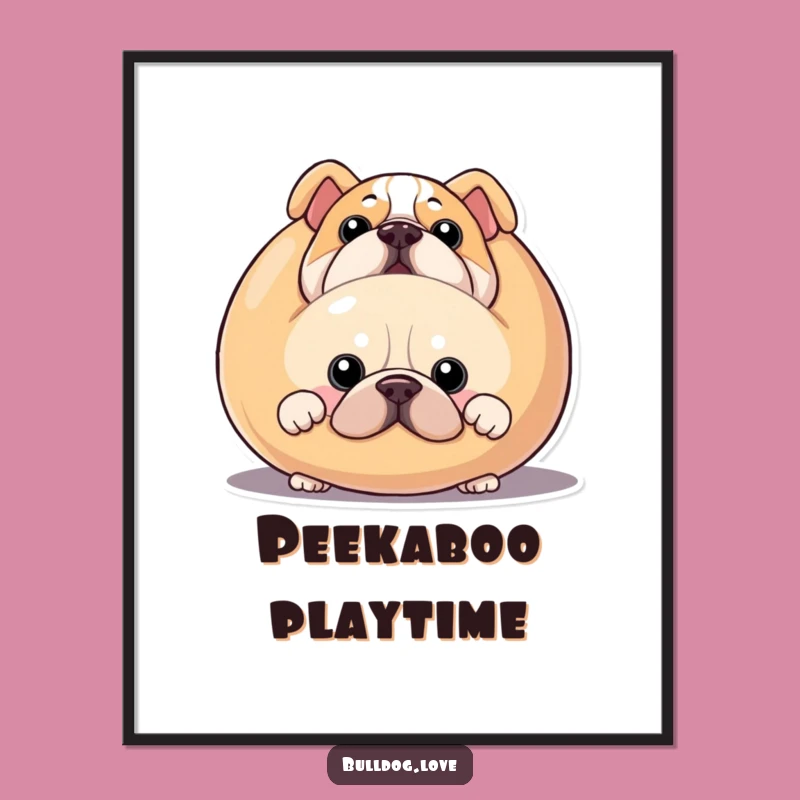 Funny Bulldog Peekaboo Digital Art - Squeaky Toy Decor Gift