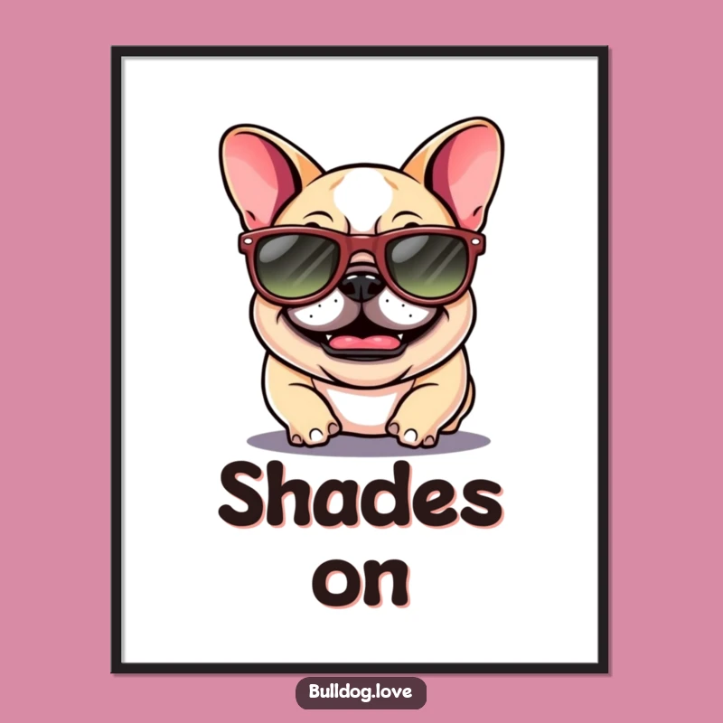 Funny Bulldog Sunglasses Digital Art: Giggling Pup's Coolness, Instant Hilarious Decor, Perfect Gift!
