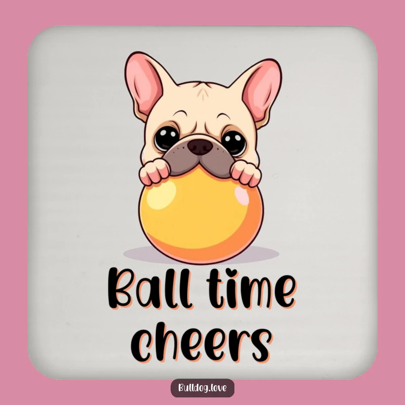 Funny Bulldog Ball Coasters (Set of 4): Protect Surfaces with Playful Canine Style Gift