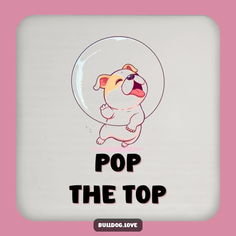 Funny Bulldog Bubble Chase Coaster Set - Protect Surfaces with Playful Vibes