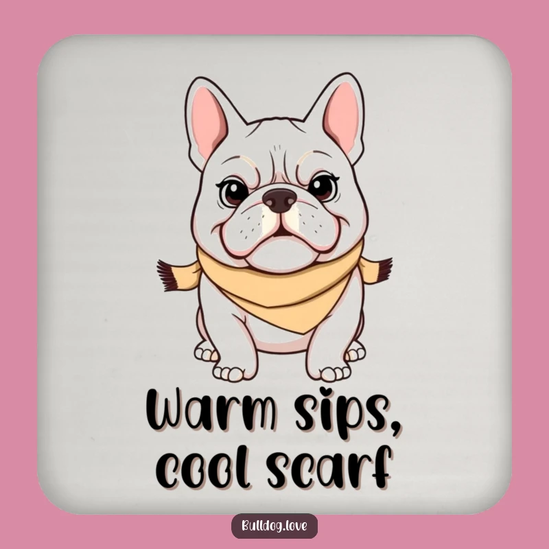 Funny Bulldog Scarf Coasters (Set of 4): Protect Surfaces with Determined Canine Style Gift
