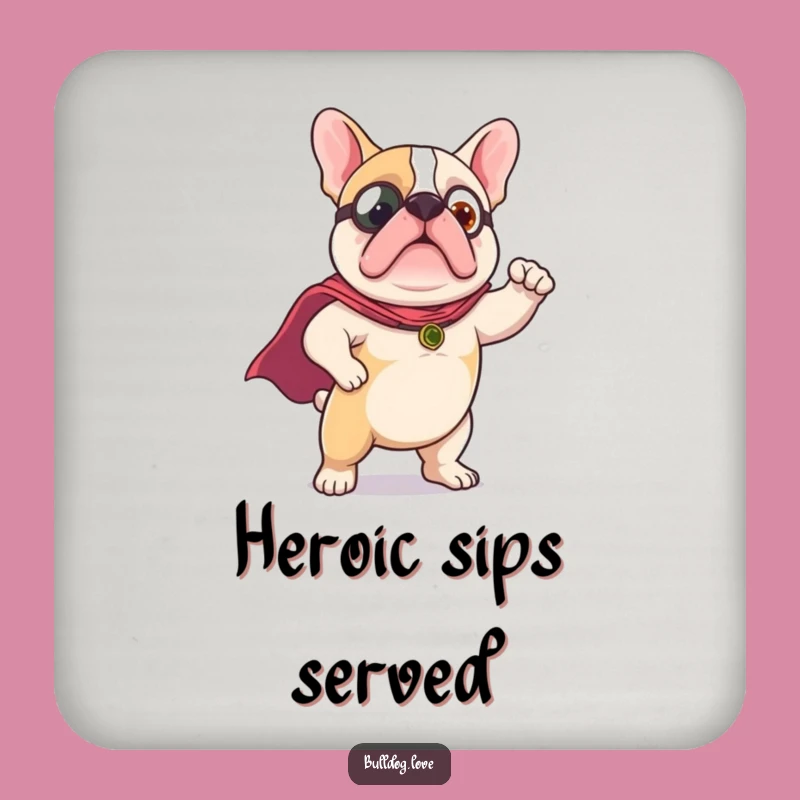 Funny Hero Bulldog Coaster - Protect Surfaces with Canine Bravery, Perfect Gift