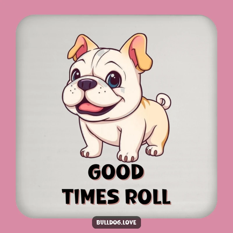 Set of Funny Happy Bulldog Coasters - Joyful Dog Tail Wag Gift