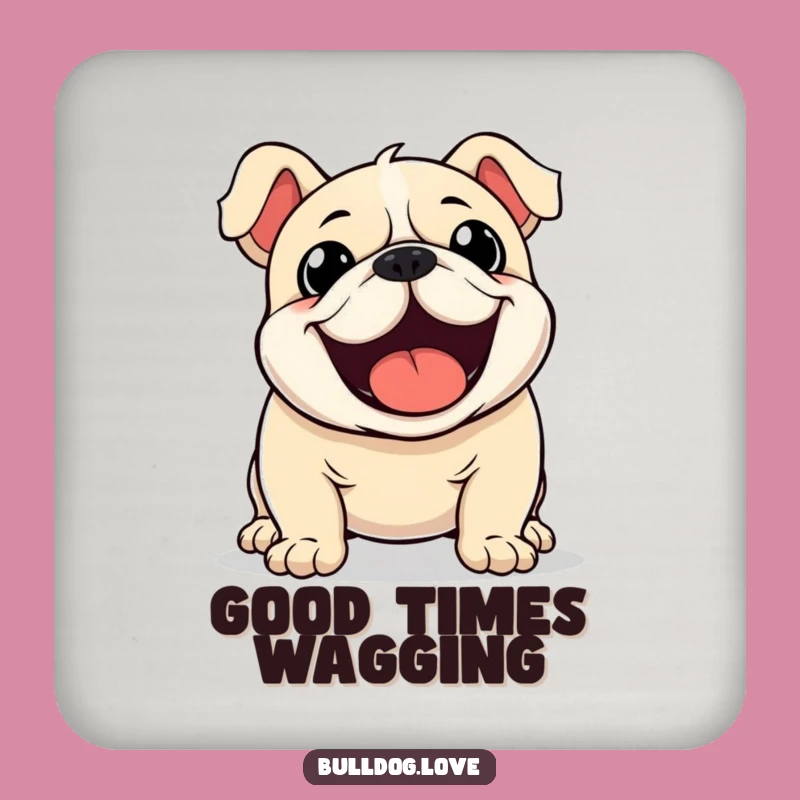 Funny Kawaii Bulldog Wagging Coasters - Protect Surfaces with Energetic Charm!