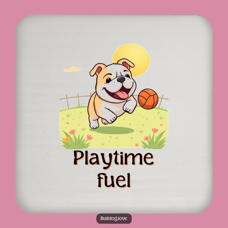 Funny Bulldog Ball Coaster: Protect Surfaces with a Gleeful Pup's Game