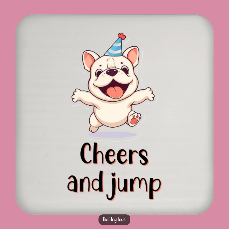 Set of Funny Party Bulldog Coasters - Festive Dog Table Protection Gift