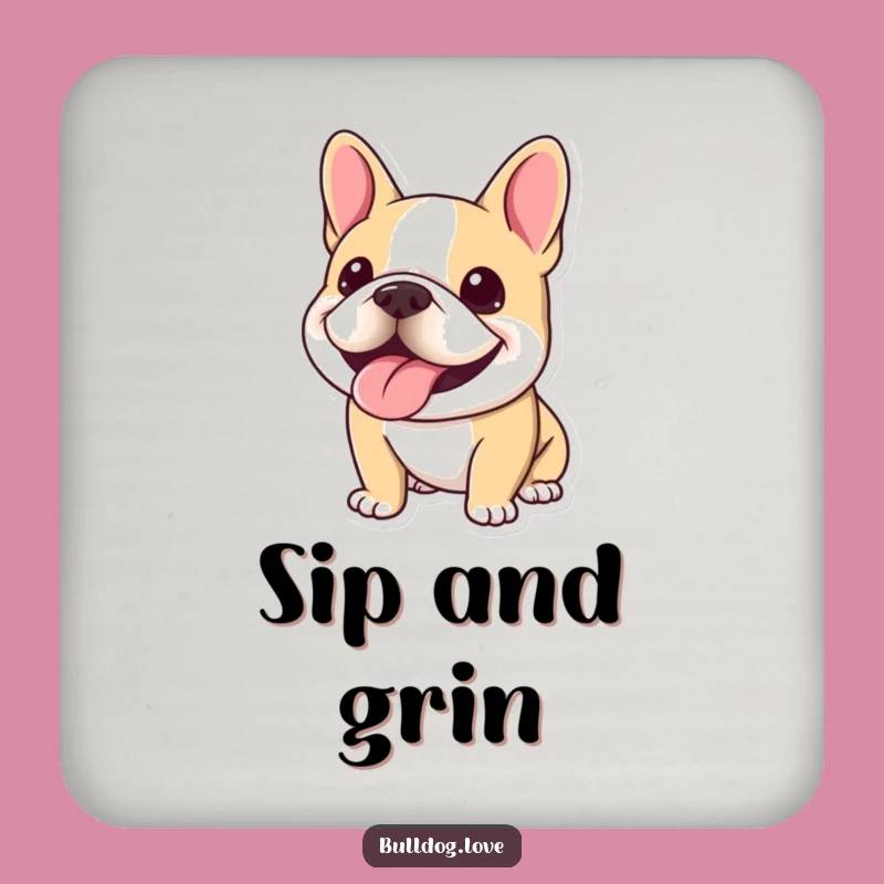 Funny Kawaii Bulldog Smile Coasters - Protect Surfaces with Happy Paws!