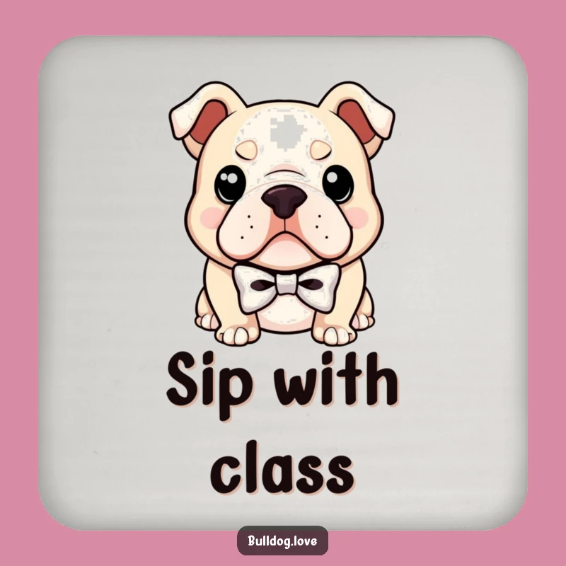 Funny Bulldog Bowtie Coaster: Protect Surfaces with a Dapper Pup