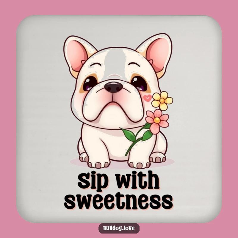 Kawaii Bulldog Flower Coaster: Gentle Protection, Perfect Tabletop Gift