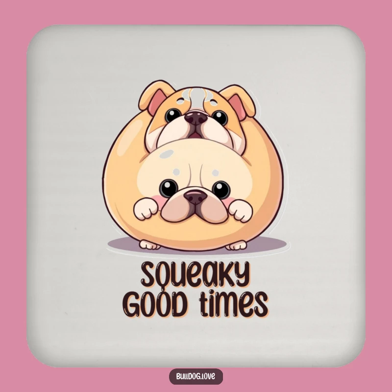 Set of Funny Bulldog Peekaboo Coasters - Squeaky Toy Lover Gift